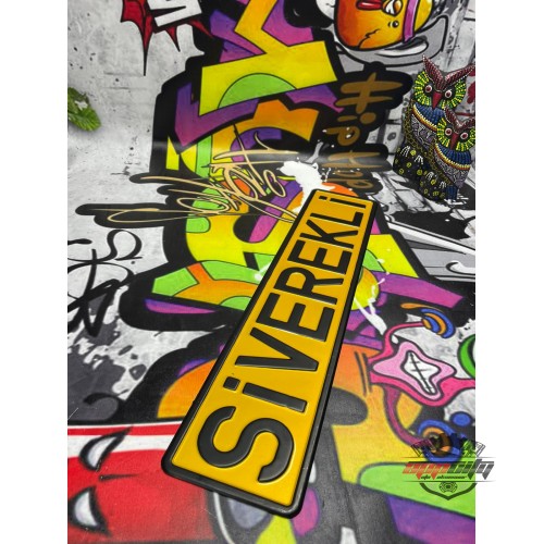 Appcity Sarı İsimli Dekor Plaka, Yazi Dekor Plaka, Isme Özel Plaka, Galeri Plakası